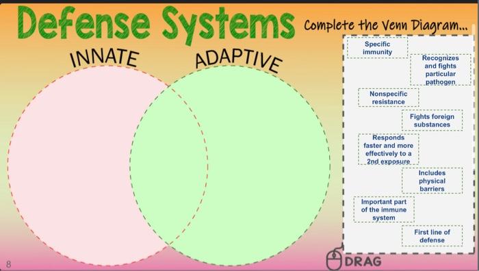 Defense Systems Innate Adaptive Complete The Venn Diagram Specific Immunity Recognizes And Fights Particular Pathogen 1