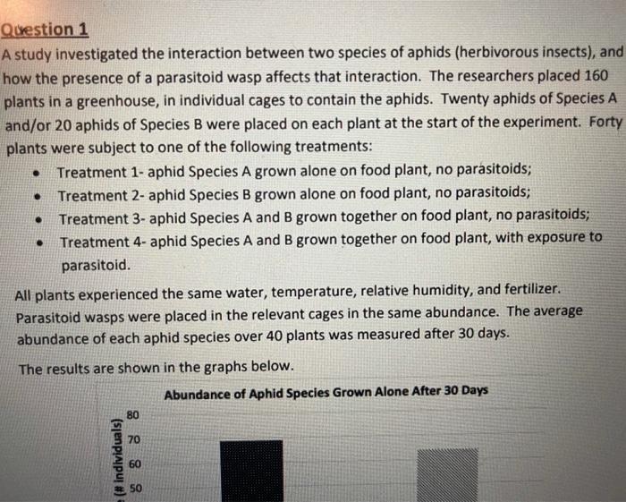 Question 1 A Study Investigated The Interaction Between Two Species Of Aphids Herbivorous Insects And How The Prese 1