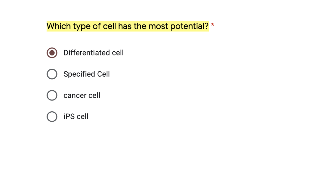 Which Type Of Cell Has The Most Potential Differentiated Cell Specified Cell Cancer Cell O Ips Cell 1