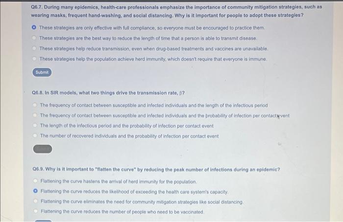 Q6 7 During Many Epidemics Health Care Professionals Emphasize The Importance Of Community Mitigation Strategies Such 1