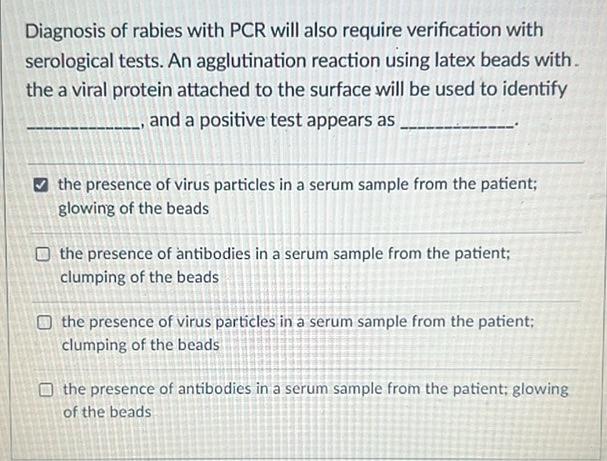 Diagnosis Of Rabies With Pcr Will Also Require Verification With Serological Tests An Agglutination Reaction Using Late 1
