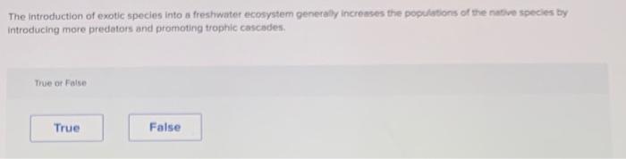 The Introduction Of Exotic Species Into A Freshwater Ecosystem Generally Increases The Populations Of The Native Species 1