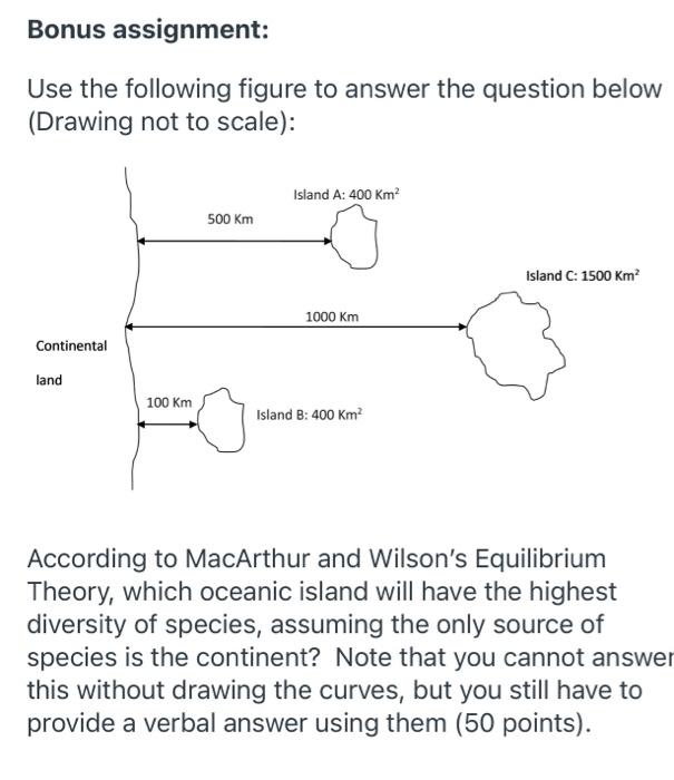 Bonus Assignment Use The Following Figure To Answer The Question Below Drawing Not To Scale Island A 400 Km 500 Km 1