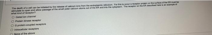 The Death Of A Cell Can Be Initiated By The Release Of Calcium Ions From The Endoplasmic Reticulum For This To Occur A 1