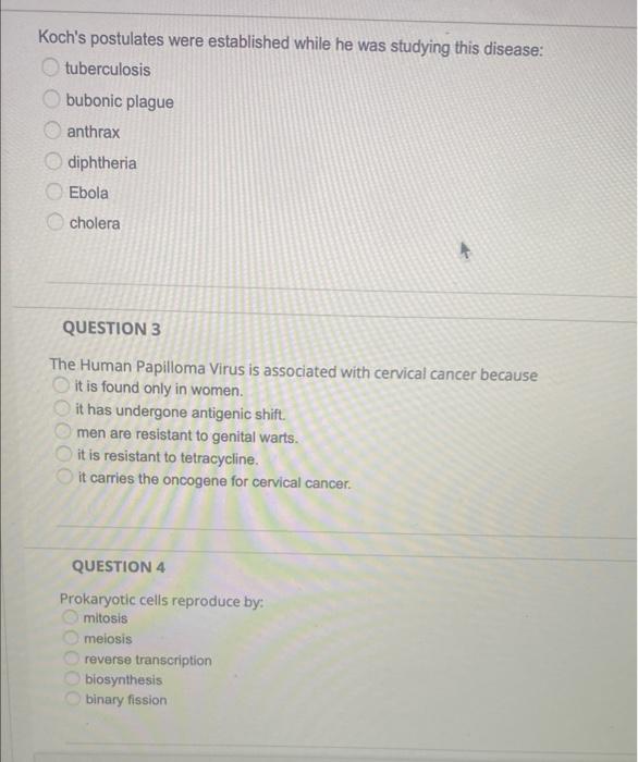 Koch S Postulates Were Established While He Was Studying This Disease Tuberculosis Bubonic Plague Anthrax Diphtheria Eb 1