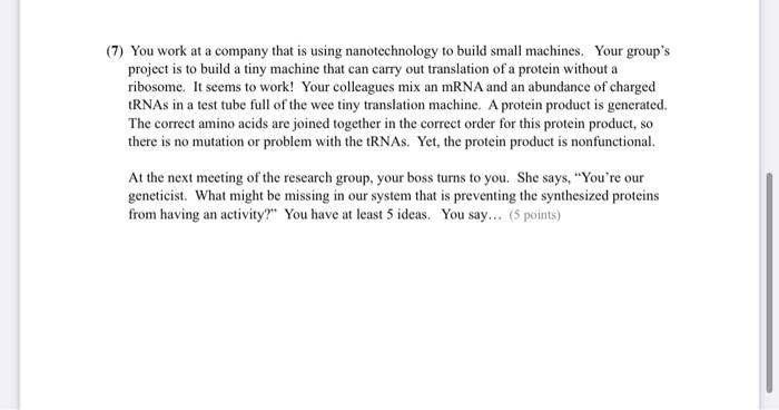 7 You Work At A Company That Is Using Nanotechnology To Build Small Machines Your Group S Project Is To Build A Tiny 1