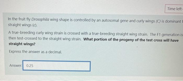 Time Left In The Fruit Fly Drosophila Wing Shape Is Controlled By An Autosomal Gene And Curly Wings Is Dominant Straig 1