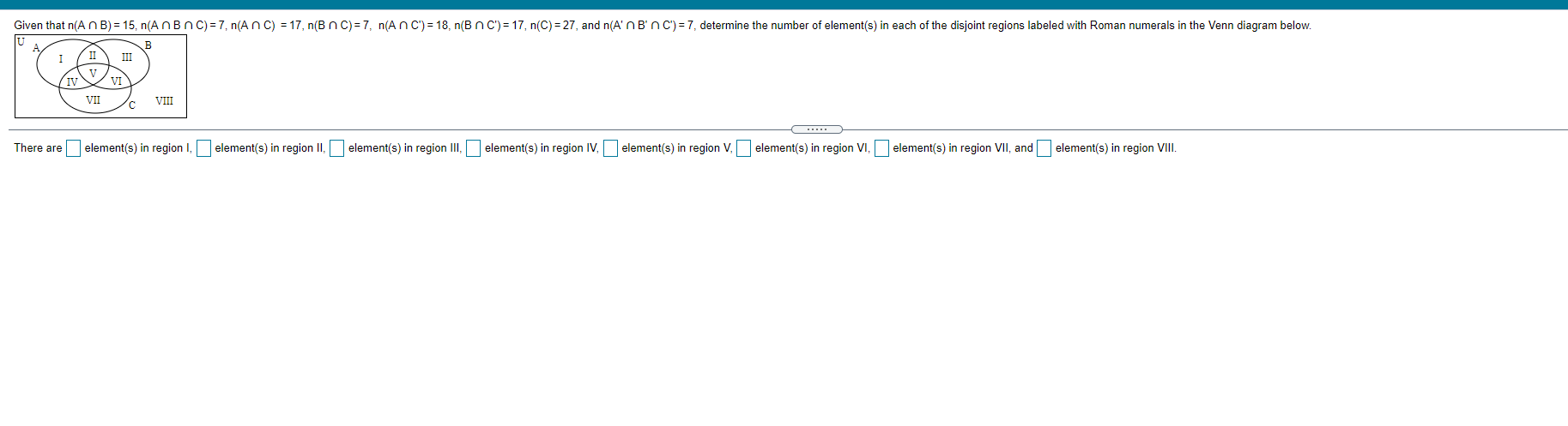 Given That N A N B 15 N Abc 7 N An C 17 N B N C 7 N An C 18 N B N C 17 N C 27 And N A B 1