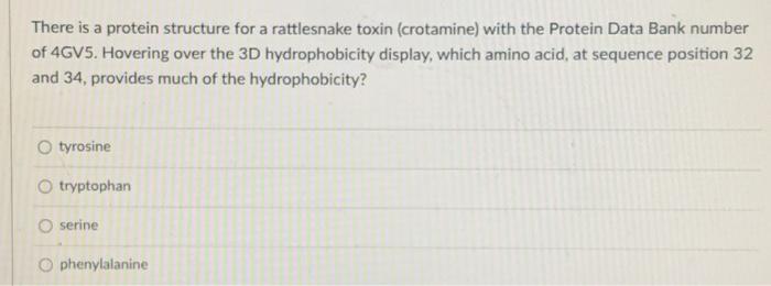 There Is A Protein Structure For A Rattlesnake Toxin Crotamine With The Protein Data Bank Number Of 4gv5 Hovering Ove 1