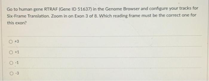 Go To Human Gene Rtraf Gene Id 51637 In The Genome Browser And Configure Your Tracks For Six Frame Translation Zoom I 1