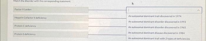 Match The Factor With The Appropriate Statement Factor Xii Factor Viii Fletcher Factor Hmwk Factor X Fit Gerald Factor T 2
