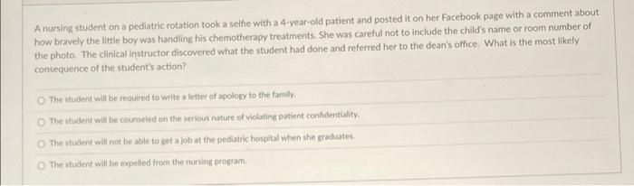 A Nursing Student On A Pediatric Rotation Took A Selfie With A 4 Year Old Patient And Posted It On Her Facebook Page Wit 1