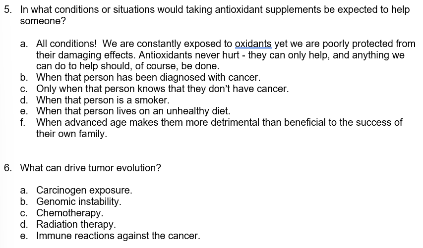 5 In What Conditions Or Situations Would Taking Antioxidant Supplements Be Expected To Help Someone A All Conditions 1