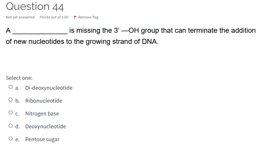 Question 44 Not Yet Answered Points Out Of 1 00 Remove Flag A Is Missing The 3 Oh Group That Can Terminate The Additio 1