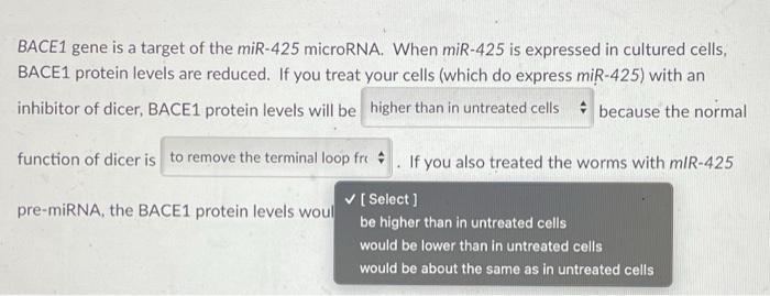 Bace1 Gene Is A Target Of The Mir 425 Microrna When Mir 425 Is Expressed In Cultured Cells Bace1 Protein Levels Are Re 1