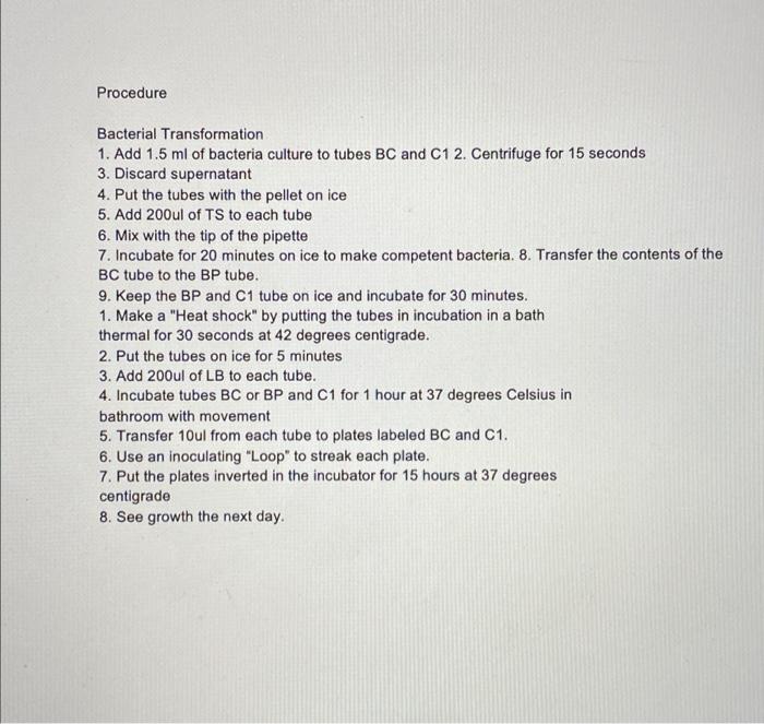 After Reading The Following Document About Bacteria Transformation Propose A New Idea For The Laboratory These Have To 3