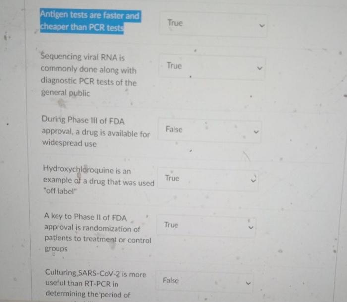 Antigen Tests Are Faster And Cheaper Than Pcr Tests True True Sequencing Viral Rnais Commonly Done Along With Diagnostic 1