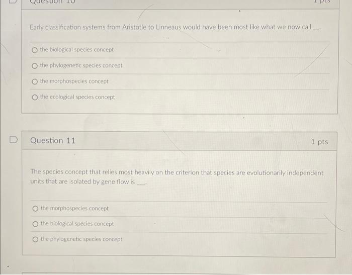 Early Classification Systems From Aristotle To Linneaus Would Have Been Most Like What We Now Call O The Biological Spec 1