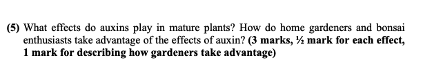 5 What Effects Do Auxins Play In Mature Plants How Do Home Gardeners And Bonsai Enthusiasts Take Advantage Of The Eff 1