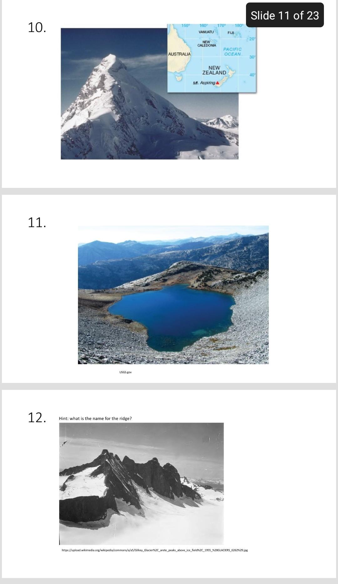 Terms Hanging Valley Trough Or U Shaped Valley Horn Cirque Basins Tarn Pater Noster Lakes Glacial Erratic Glacia 1