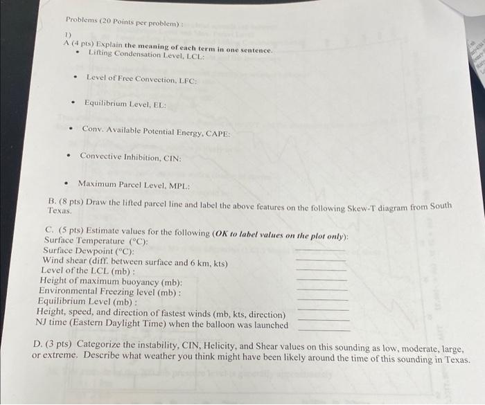 Problems 20 Points Per Problem 1 A 4 Pts Explain The Meaning Of Each Term In One Sentence Lifting Condensation Le 1
