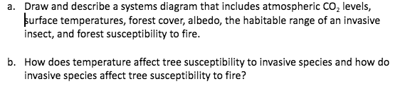 A Draw And Describe A Systems Diagram That Includes Atmospheric Co Levels Thurface Temperatures Forest Cover Albedo 1