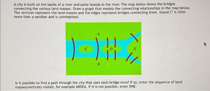 A City Is Built On The Banks Of A River And Some Islands In The River The Map Below Shows The Bridges Connecting The Va 1