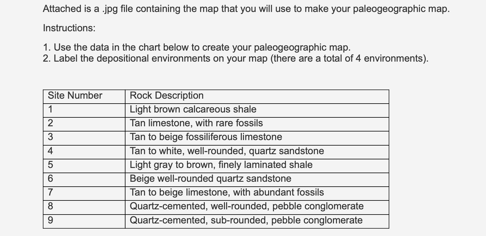 Attached Is A Jpg File Containing The Map That You Will Use To Make Your Paleogeographic Map Instructions 1 Use The 1