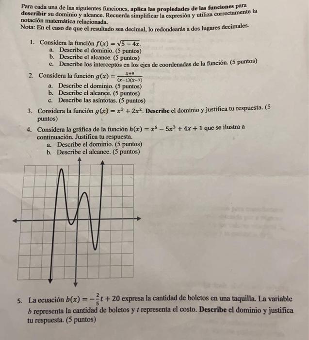 X 9 Para Cada Una De Las Siguientes Funciones Aplica Las Propiedades De Las Funciones Para Notacion Matematica Relacion 1