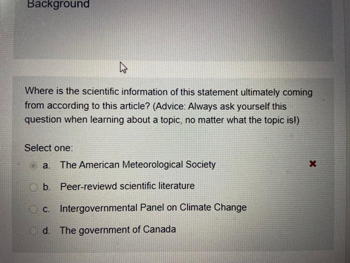 Background Where Is The Scientific Information Of This Statement Ultimately Coming From According To This Article Advi 1
