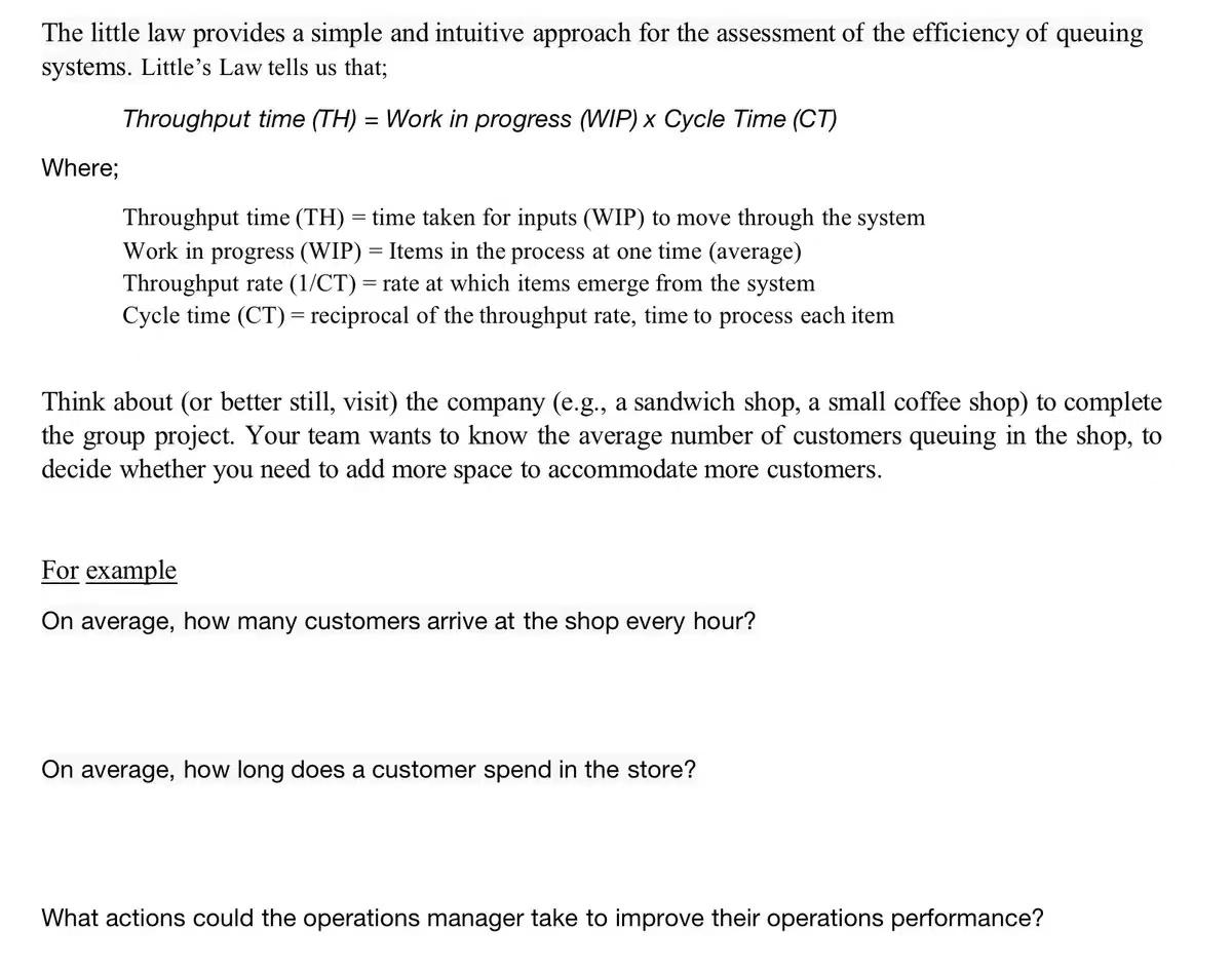 The Little Law Provides A Simple And Intuitive Approach For The Assessment Of The Efficiency Of Queuing Systems Little 1