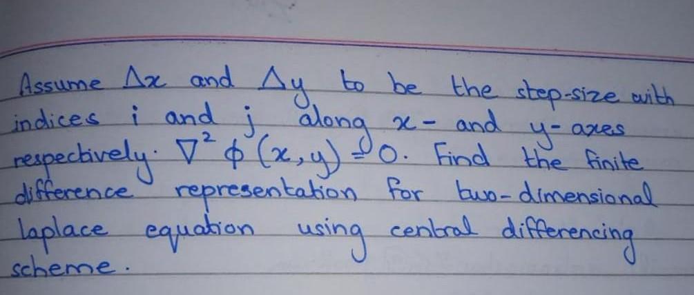 I J Assume Ax And Ay To Be The Step Size With Indices I And Along And Respectively X Y Do Find The Finite Differe 1