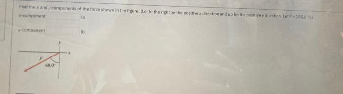 Find The Sandy Components Of The Force Shown In The Figure Let To The Right Be The Positive X Direction And Up Be The 1