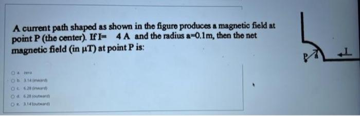 A Current Path Shaped As Shown In The Figure Produces A Magnetic Field At Point P The Center If I 4a And The Radius 1