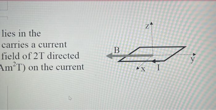 A Square Current Loop Of Side A 0 4m Lies In The X Y Plane As Shown In The Figure If The Loop Carries A Current I 10 A 2