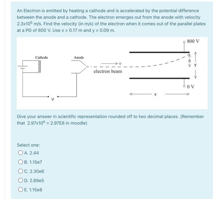 An Electron Is Emitted By Heating A Cathode And Is Accelerated By The Potential Difference Between The Anode And A Catho 1