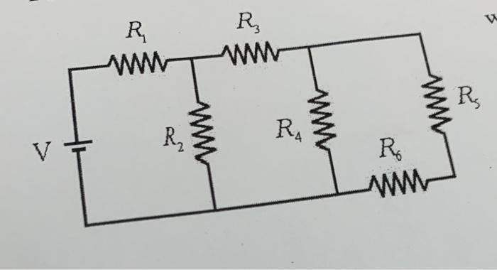 Lets Consider The Follow Where R1 R2 R3 R4 R5 R6 1 Ohm And V 50volts Find The Ewuivalent Reisstance Req Of The Circuit F 1