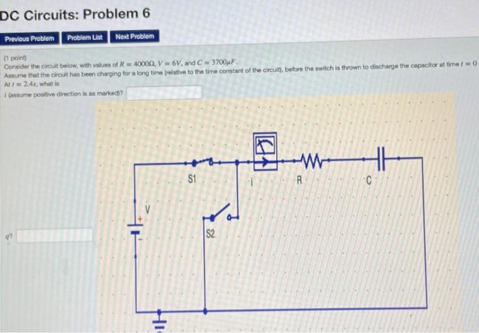 Dc Circuits Problem 6 Previous Problem Problem List Next Problem 1 Point Consider The Circuit Below With Values Of R 1
