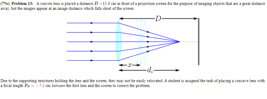 7 Problem 13 A Convex Lens Is Placed A Distance D 15 0 Cm In Front Of A Projection Screen For The Purpose Of Imaging 1