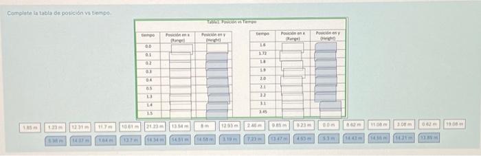 Complete La Tabla De Posicion Vs Tiempo Tempo Fo Powinny Posicions Rangel Mi 00 16 01 02 18 1 20 04 05 2 1 C 14 St She M 1