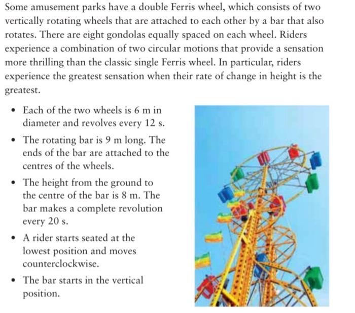 Some Amusement Parks Have A Double Ferris Wheel Which Consists Of Two Vertically Rotating Wheels That Are Attached To E 1