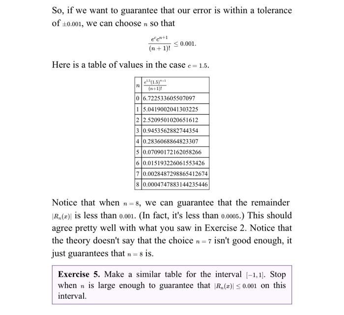 So If We Want To Guarantee That Our Error Is Within A Tolerance Of 0 001 We Can Choose N So That Efc 1 N 1 0 001 1
