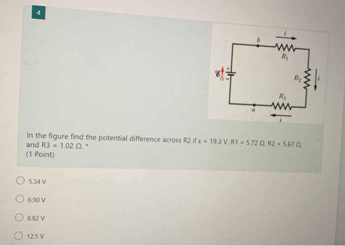 Www R 80 Rg W R W In The Figure Find The Potential Difference Across R2 If 19 3v R1 5 720 R2 5 67 0 And R3 1