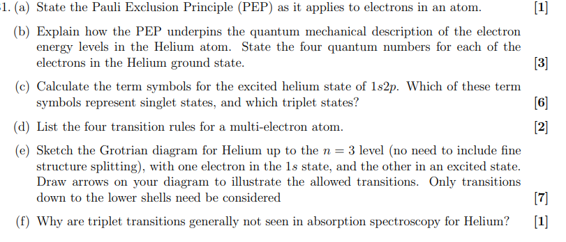 1 3 1 A State The Pauli Exclusion Principle Pep As It Applies To Electrons In An Atom B Explain How The Pep 1