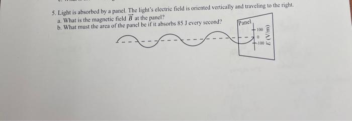 5 Light Is Absorbed By A Panel The Light S Electric Field Is Oriented Vertically And Traveling To The Right A What Is 1