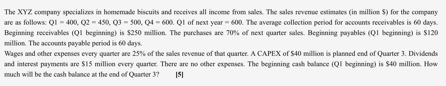 The Xyz Company Specializes In Homemade Biscuits And Receives All Income From Sales The Sales Revenue Estimates 1