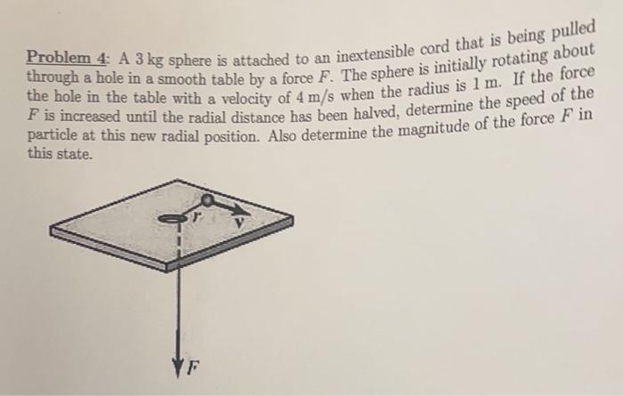 Problem 4 A 3 Kg Sphere Is Attached To An Inextensible Cord That Is Being Pulled Through A Hole In A Smooth Table By A 1