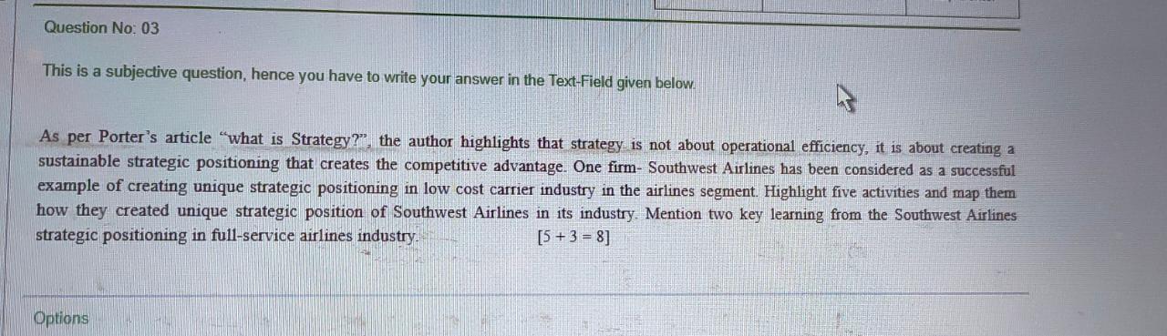 Question No 03 This Is A Subjective Question Hence You Have To Write Your Answer In The Text Field Given Below As Per 1
