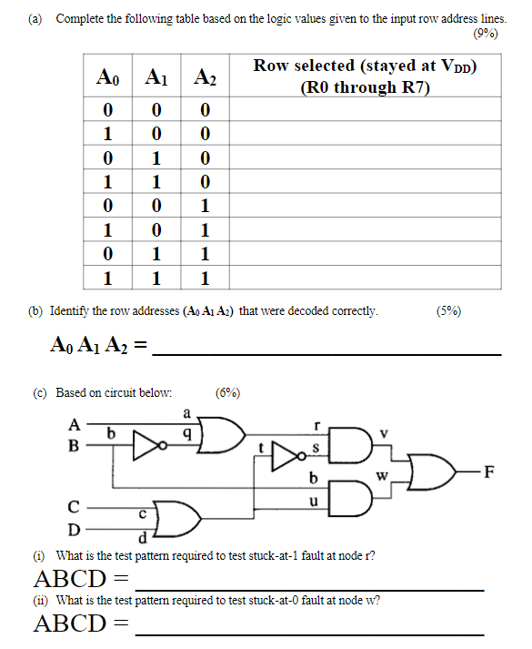 Question 6 20 A Row Address Decoder Is Shown Below This Decoder Is Supposed To Decode One Address Into One Unique R 2
