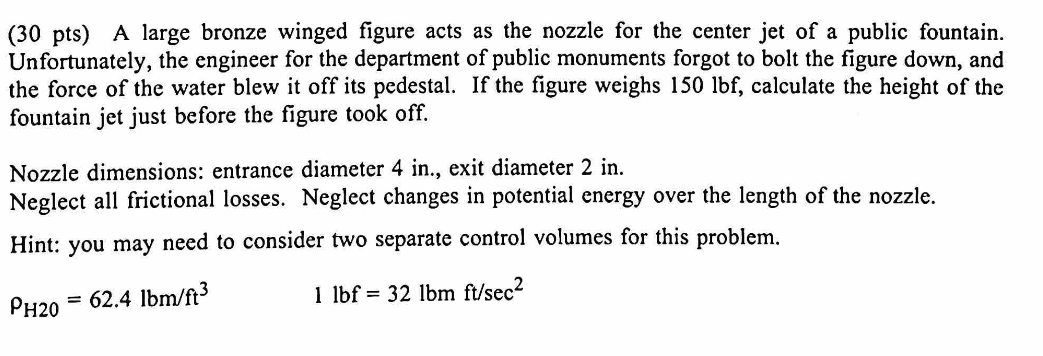 30 Pts A Large Bronze Winged Figure Acts As The Nozzle For The Center Jet Of A Public Fountain Unfortunately The Eng 1
